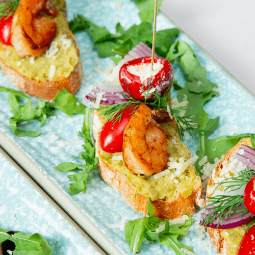 Bruschetta with Shrimp and Avocado-Dozen
